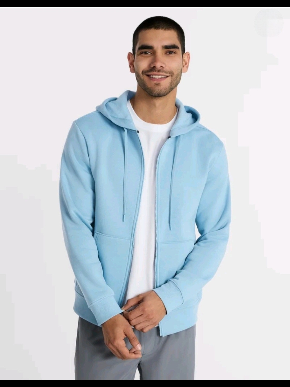 Athletic Works Men's Fleece Zip Hoodie Sweatshirt, New Blue Size Small